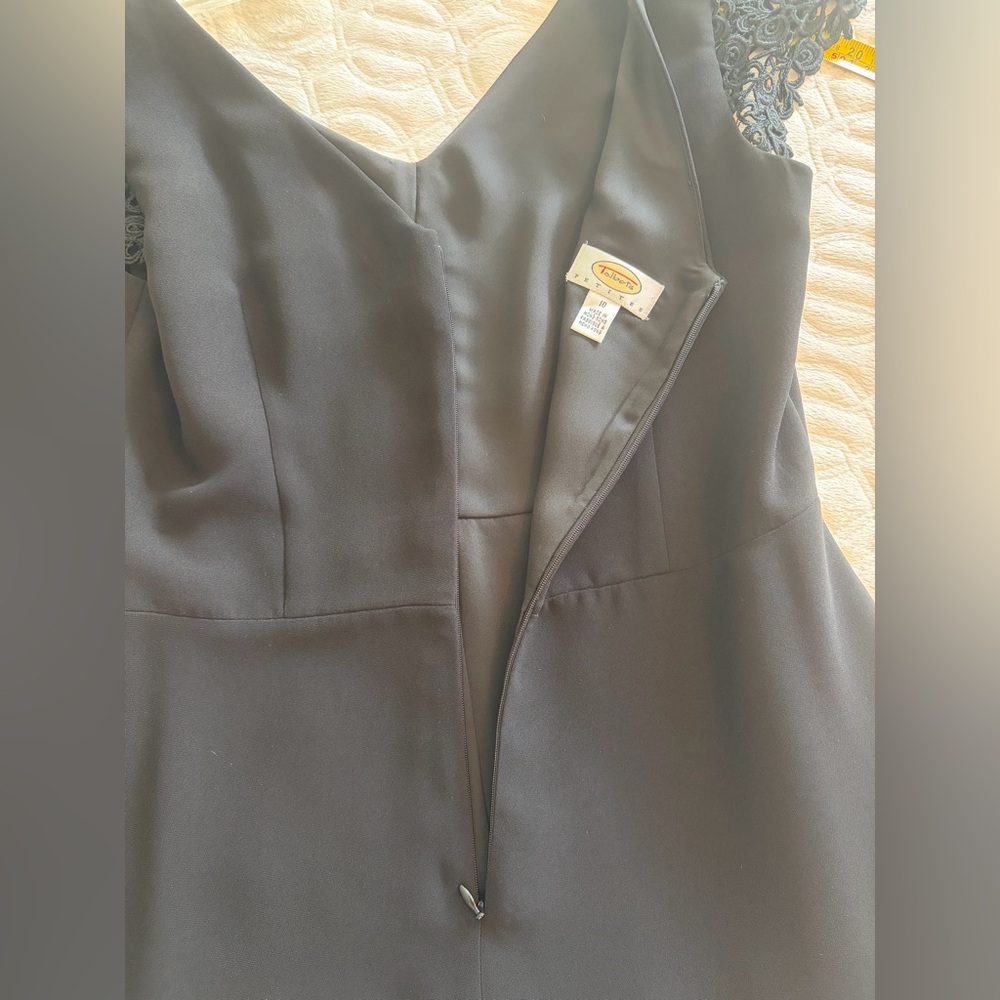 Talbots Black Midi Dress with Lace Cap Sleeves and bottom - Picture 4 of 9